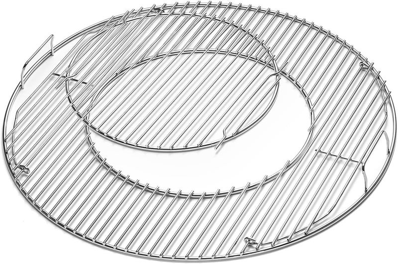 JCLMER Hinged Cooking Grate for 22.5” Charcoal Grill, Charcoal Kettle, One-Touch Silver, Bar-B-Kettle, Master-Touch,Performer, 21.5" Gourmet BBQ System,Grill Grate Replacement Part for Weber 8835 with Handle - Image 1